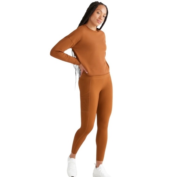 Knix Cropped Sweatshirt, Caramel, Small - Picture 2 of 9